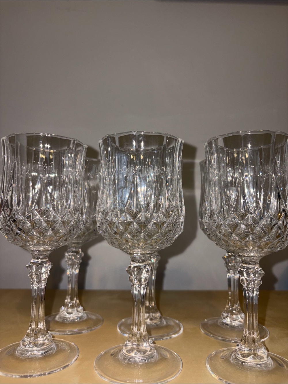 Vintage Cristal D'Arques-Durand Longchamp Lead Crystal Wine Blown Glass set of 6